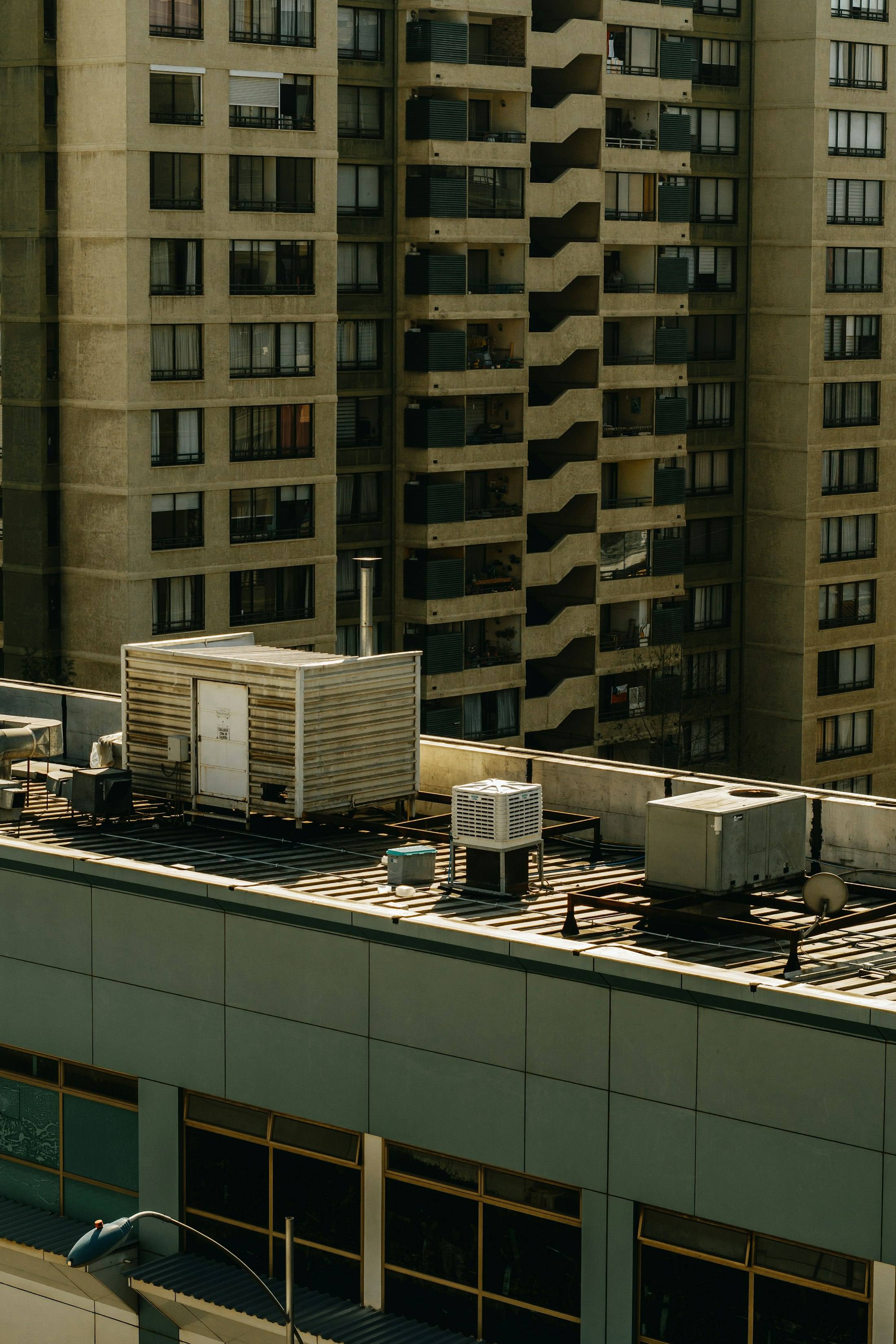 Rooftop HVAC plant on a city building